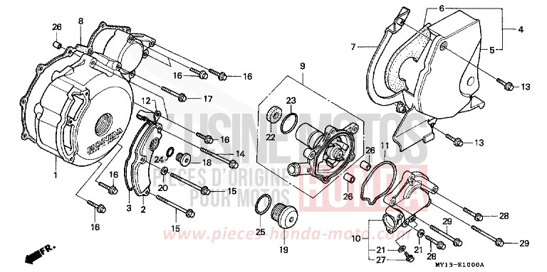 PANNEAU CARTER-MOTEUR G./ POMPE A EAU de Africa Twin 750 NOIR (NH1) 2000